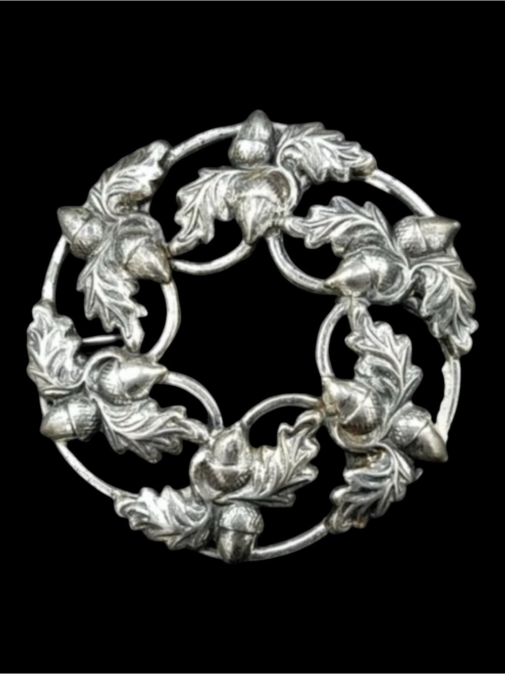 Vintage Danecraft Sterling Acorn Wreath Brooch